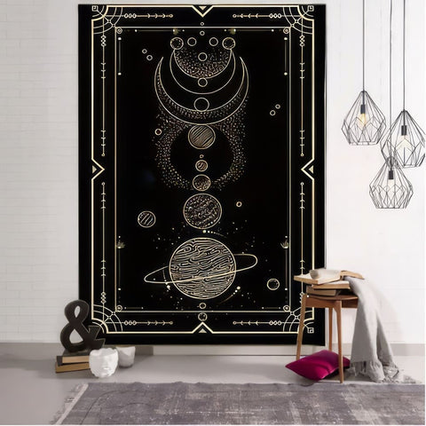 Tenture Murale Carte Tarot Lune et planètes