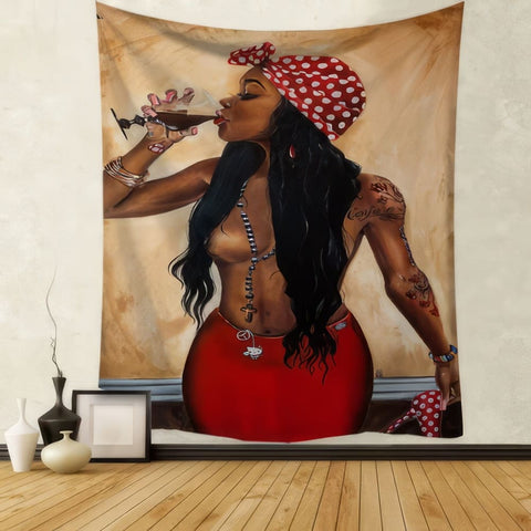 Tenture Murale Jolie Femme Africaine