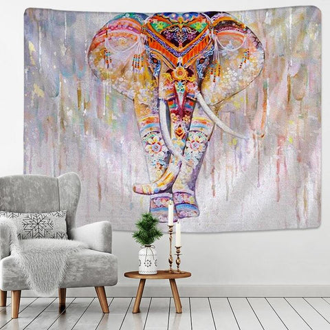 Tenture Murale Éléphant Indien Artistique