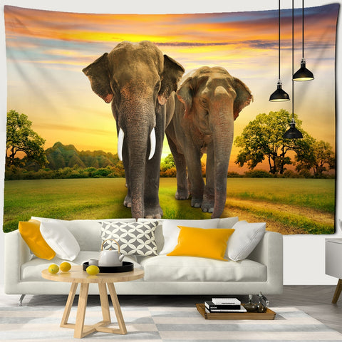 Tenture Murale Éléphants Sauvages