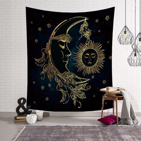Tenture Murale Soleil Lune Étoiles